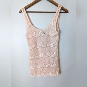 Talula Aritzia Lace sheer Rose Gold Tank Top Womens Size M Cottagecore Boho